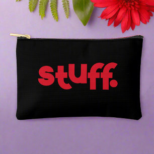 Unique Black & Hot Red Stuff Typography Makeup   Accessory Pouch