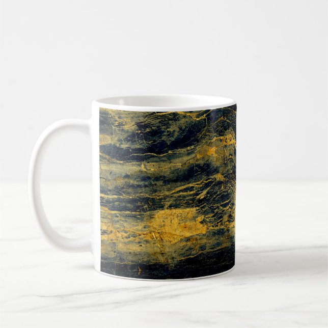 Unique black marble texture with golden effectabst coffee mug (Left)