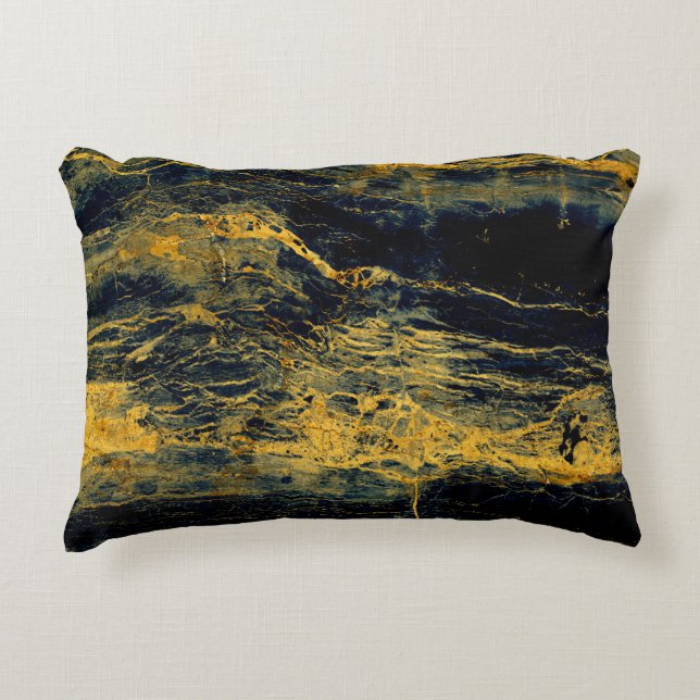 Unique black marble texture with golden effectabst decorative cushion (Front)