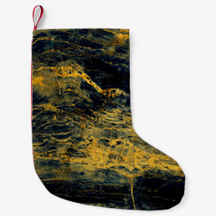 Unique black marble texture with golden effectabst small christmas stocking