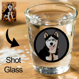 Unique Black Stocking Stuffer Pet Dog Lover Photo Shot Glass