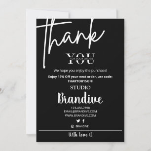 Unique Black thank you Business card