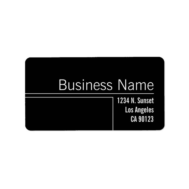 Unique Black & White Business Return Address Label (Front)