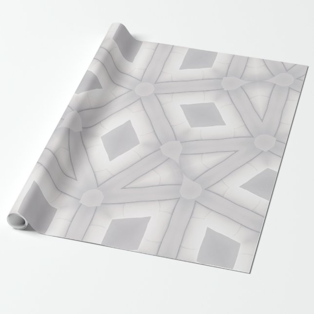 Unique Black White Geometric Digital Designs Wrapping Paper (Unrolled)
