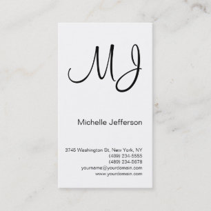 Unique Black White Monogram Vertical Business Card