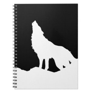Unique Black & White Pop Art Wolf Silhouette Notebook