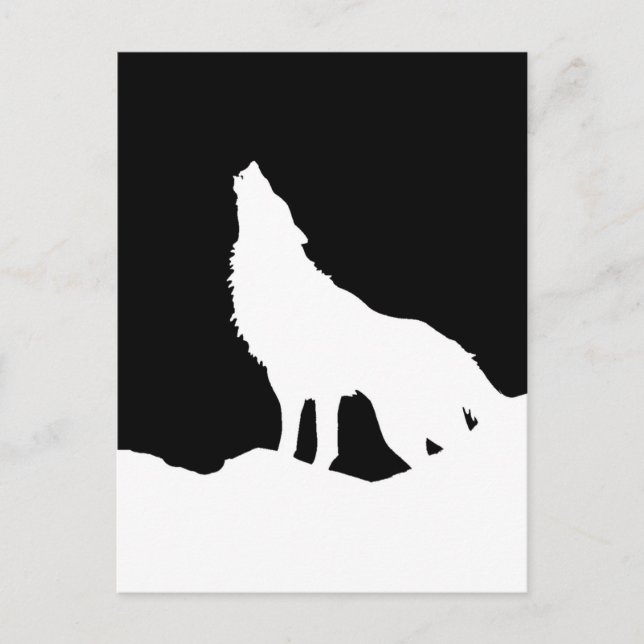 Unique Black & White Pop Art Wolf Silhouette Postcard (Front)