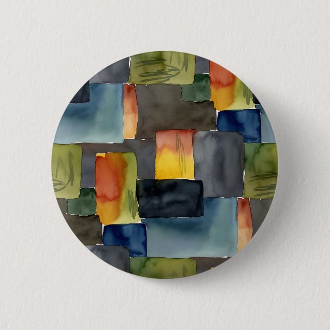Unique blocked colors seamless pattern 6 cm round badge (Front)