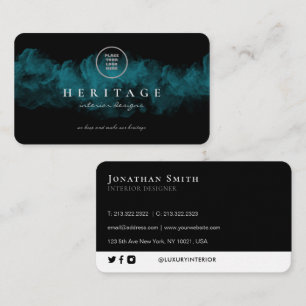 Unique Blue Cloudy and Black Add Your Logo Business Card