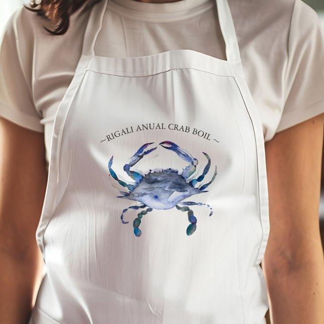 Unique Blue Crab Boil Standard Apron (Custom aprons blue crap art by Victoria Grigaliunas Do Tell A Belle personalized)