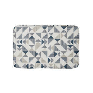 Unique blue geometric triangles bath mat