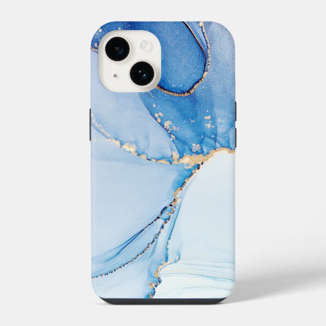 Unique Blue Gold Marble Pattern iPhone / Android Case (Back)