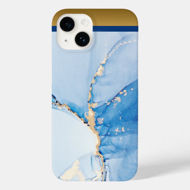 Unique Blue Gold Marble Pattern iPhone / Android Case-Mate iPhone Case (Back)