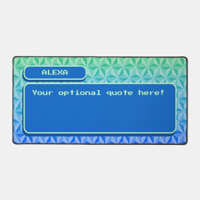 Unique Blue Green Cool Retro Gaming Desk Mat (Front)