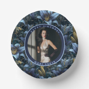 Unique Blue Lilies Petal Garden Birthday Party Paper Plate