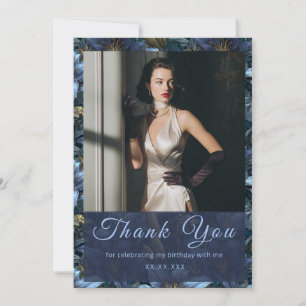 Unique Blue Lilies Themed Birthday Celebration Thank You Card
