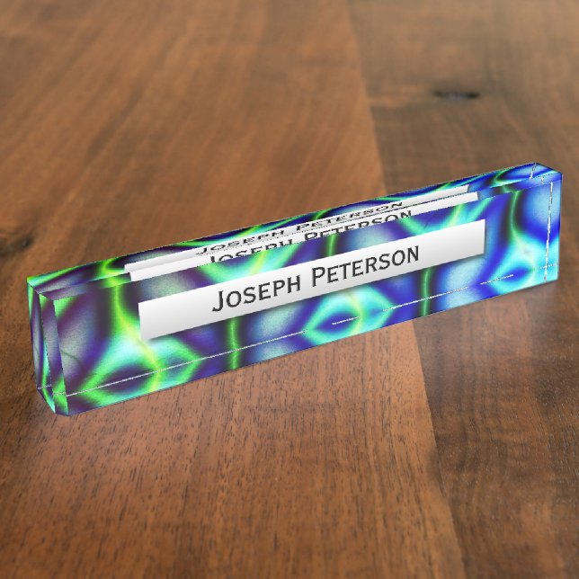 Unique Blue Petals Abstract Design Nameplate (Side)