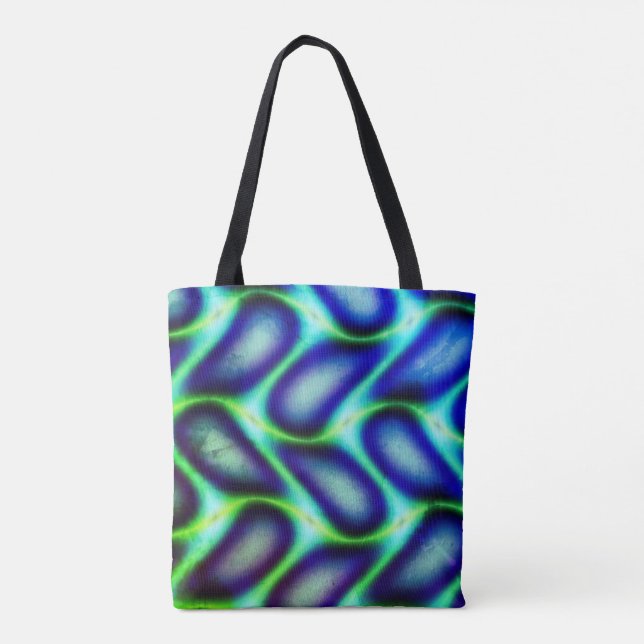 Unique Blue Petals Abstract Design Tote Bag (Back)