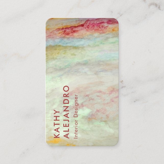Unique Blue Red Watercolour Sky Abstract  Business Card (Front)
