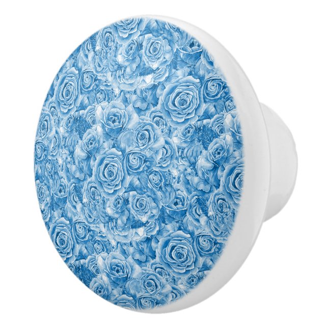 Unique Blue Rose Ceramic Knob (Right)