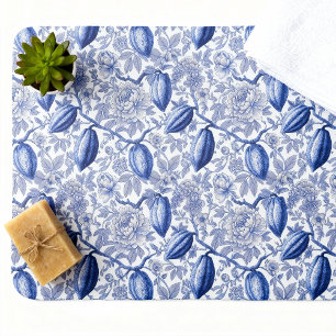 Unique Blue Toile Cocoa Chic Botanical Pattern Bath Mat