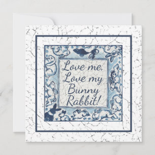Unique Blue Valentine Rabbit Bunny Love Delft Holiday Card