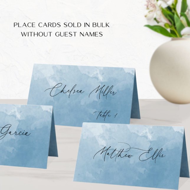 Unique Blue Watercolor Background Folded Place Card (Creator Uploaded)
