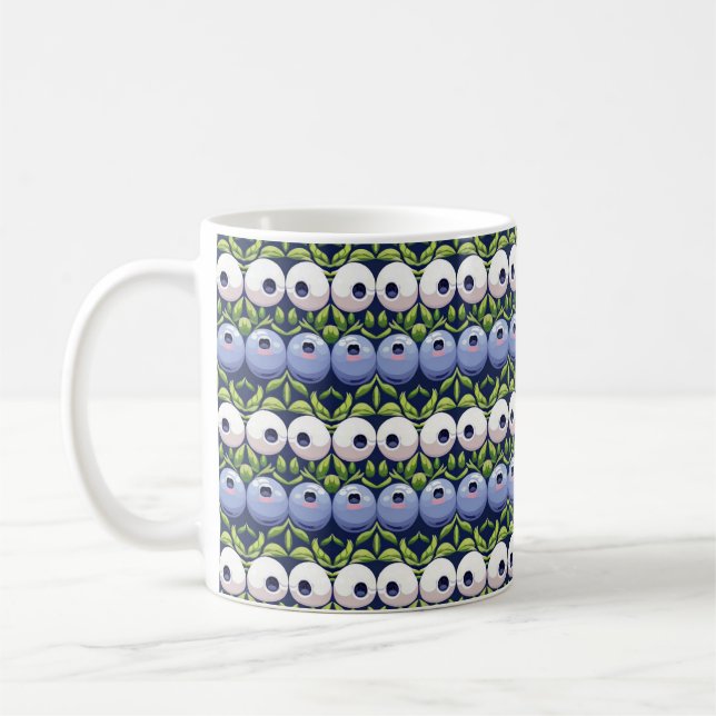Unique Blueberry Themed Design Coffee Mug (Left)