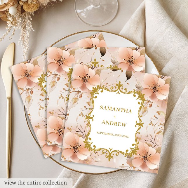 Unique Blush Gold Boho Wedding Napkins (Unique Blush Gold Boho Wedding Napkins)