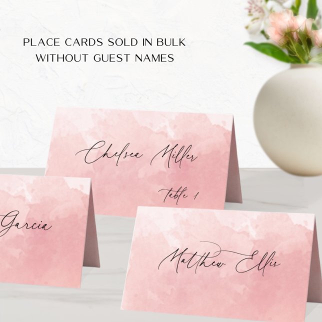 Unique Blush Pink Watercolor Background  Place Card (Creator Uploaded)