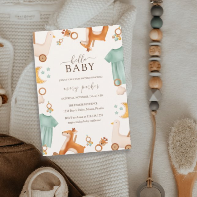 Unique Boho Baby Girl Clothes Baby Shower  Invitation (Unique Boho Baby Girl Clothes Baby Shower Invitation)