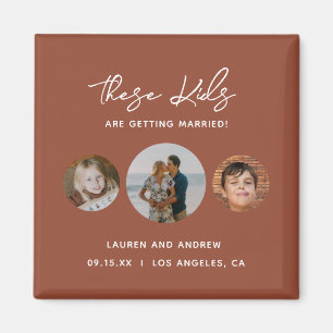 Unique Boho Terracotta Photo Wedding Save The Date Magnet