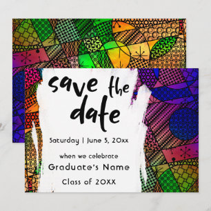 Unique, Bold, Colourful Geometric "Save the Date"  Invitation