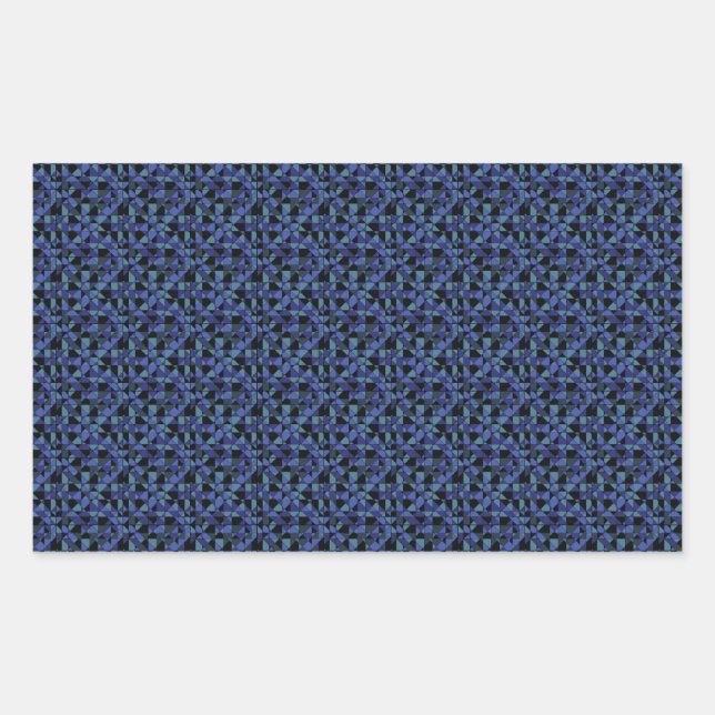 Unique Bold Hip Geometric Blue Cyan Grey Black Rectangular Sticker (Front)