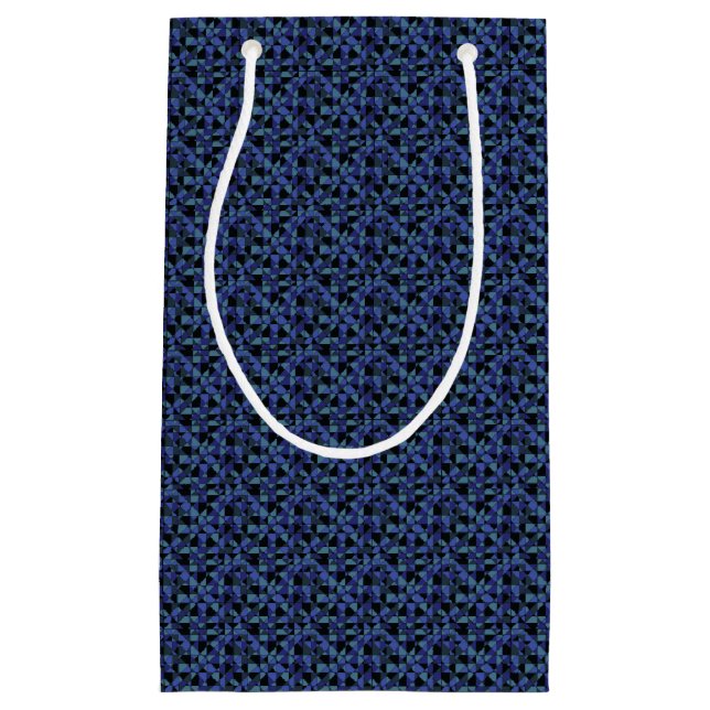 Unique Bold Hip Geometric Blue Cyan Grey Black Small Gift Bag (Front)