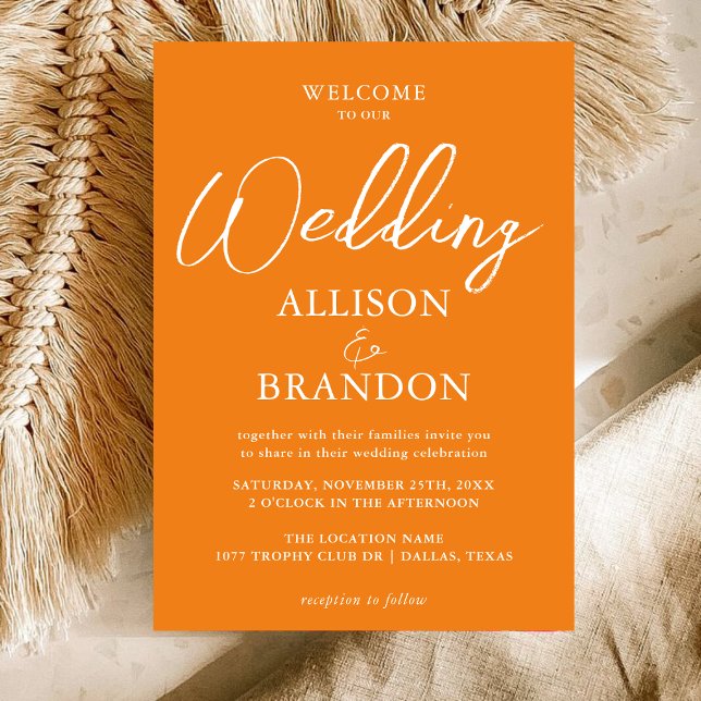 Unique Bold Orange & White Typography Wedding  Invitation (Creator Uploaded)