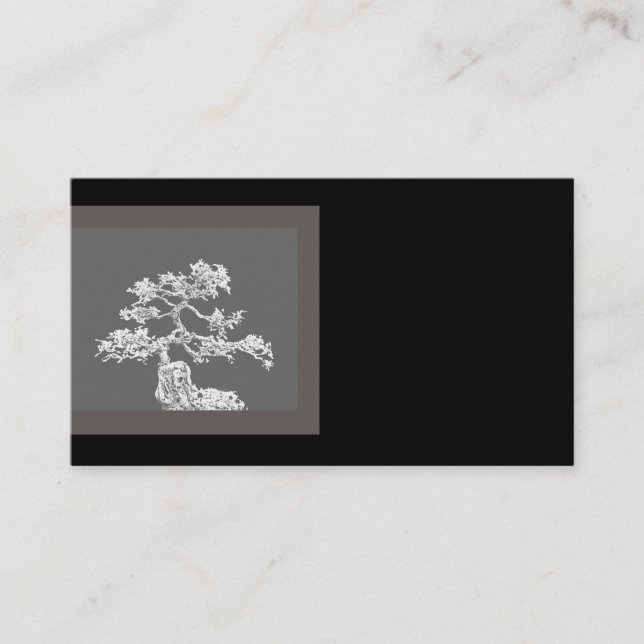 unique bonsai tree business card black and grey (Front)