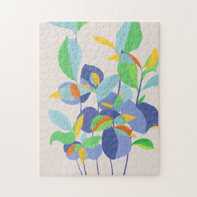 Unique Botanical Abstract Watercolor Art Jigsaw Puzzle (Vertical)