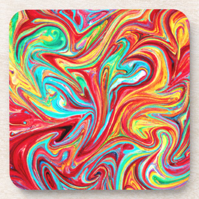Unique Bright Colours Patterns Painting. Buy Now Coaster (Front)