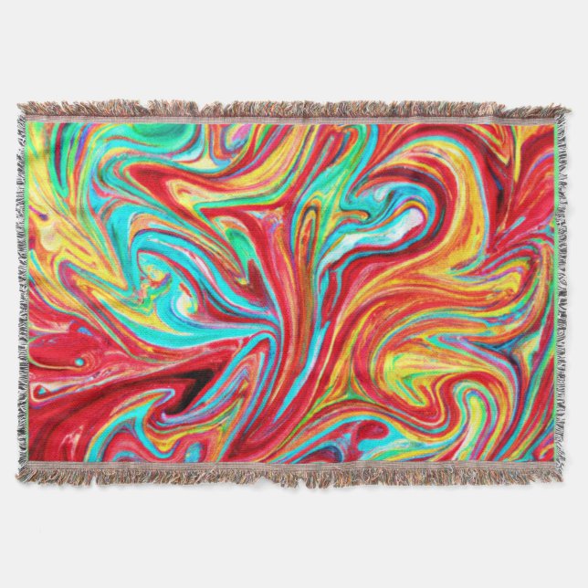 Unique Bright Colours Patterns Painting. Buy Now Throw Blanket (Front)