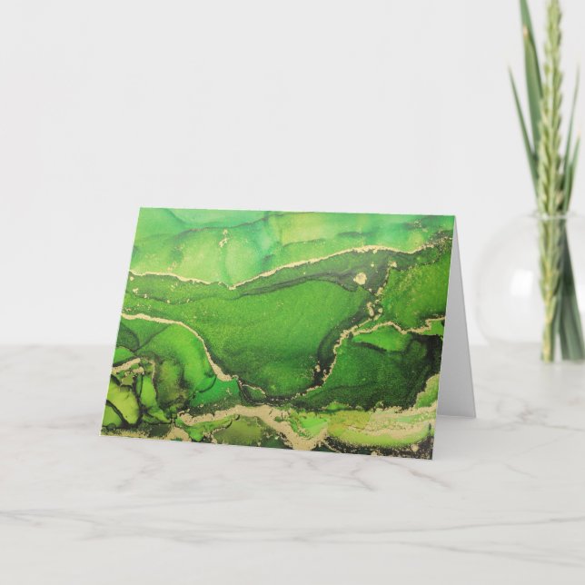 Unique Bright Green Black Gold NoteCard (Front)