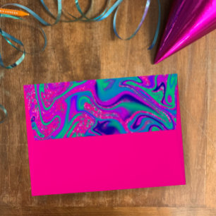Unique bright pink and groovy swirl birthday party envelope