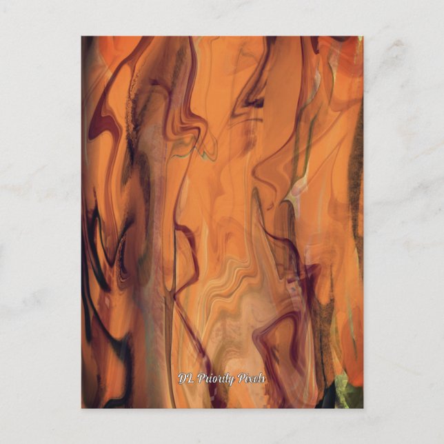 Unique Brown Abstract Marble Liquified Wall Art Postcard (Front)
