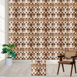 Unique Brown and White Chequered Tile Pattern