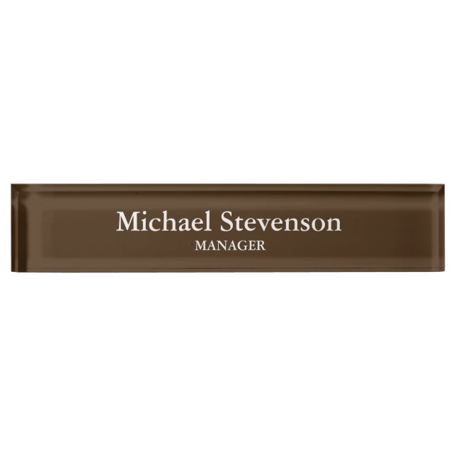 Unique Brown Elegant Modern Desk Nameplate (Front)