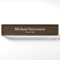 Unique Brown Elegant Modern Desk Nameplate