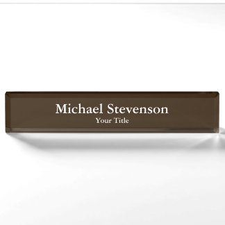 Unique Brown Elegant Modern Desk Nameplate