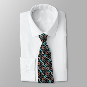 Unique Brown Grey Aqua Turquoise Blue Tribal Art Tie