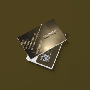 Unique Brown Software Tech Professional QR Code Business Card