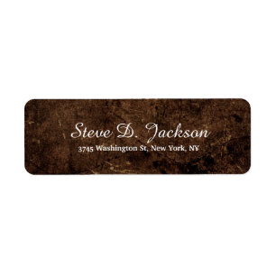 Unique Brown Stone Elegant Script Handwriting Return Address Label